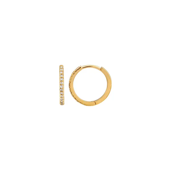 14Kt Yellow Gold Diamond Round Huggie Earrings Hudson Valley Goldsmith New Paltz, NY