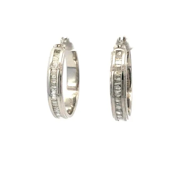 14K White Gold Diamond Hoop Earrings Hudson Valley Goldsmith New Paltz, NY