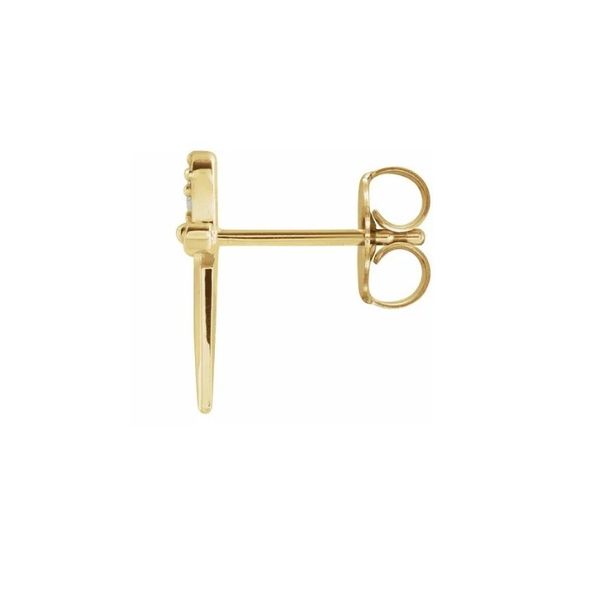 Mini Yellow Gold Diamond Dagger Stud Earring Image 2 Hudson Valley Goldsmith New Paltz, NY