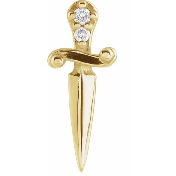 Mini Yellow Gold Diamond Dagger Stud Earring Hudson Valley Goldsmith New Paltz, NY