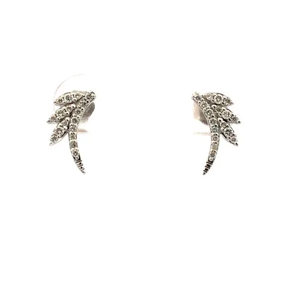 14K White Gold Angel Wing Diamond Earrings Hudson Valley Goldsmith New Paltz, NY