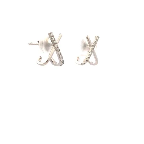 14K White Gold "X" Post Diamond Earrings Image 2 Hudson Valley Goldsmith New Paltz, NY