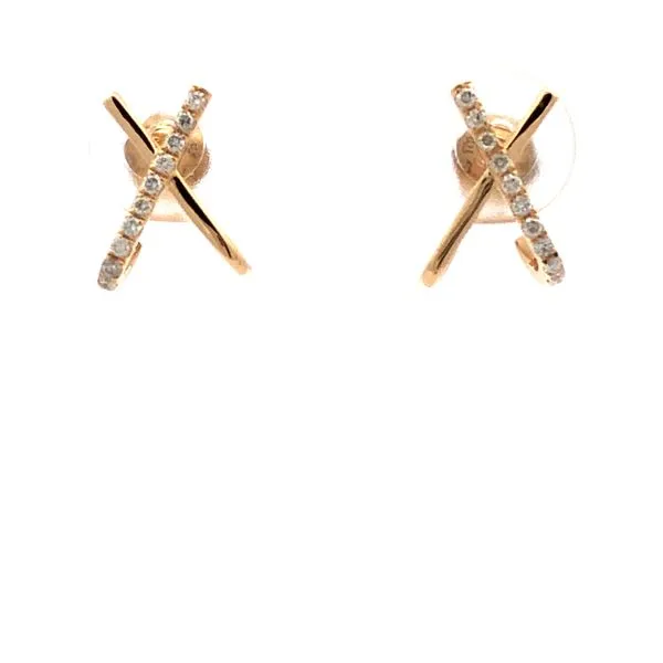 14K Yellow Gold "X" Post Diamond Earrings Hudson Valley Goldsmith New Paltz, NY
