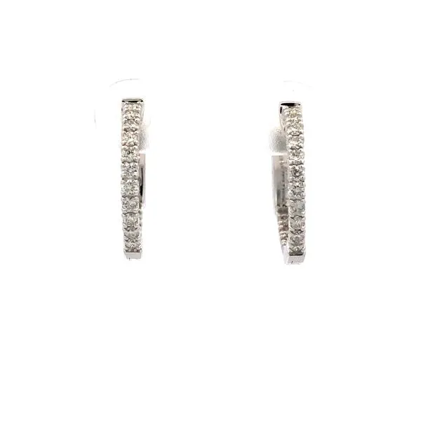 14K White Gold Diamond Hoop Earrings Hudson Valley Goldsmith New Paltz, NY