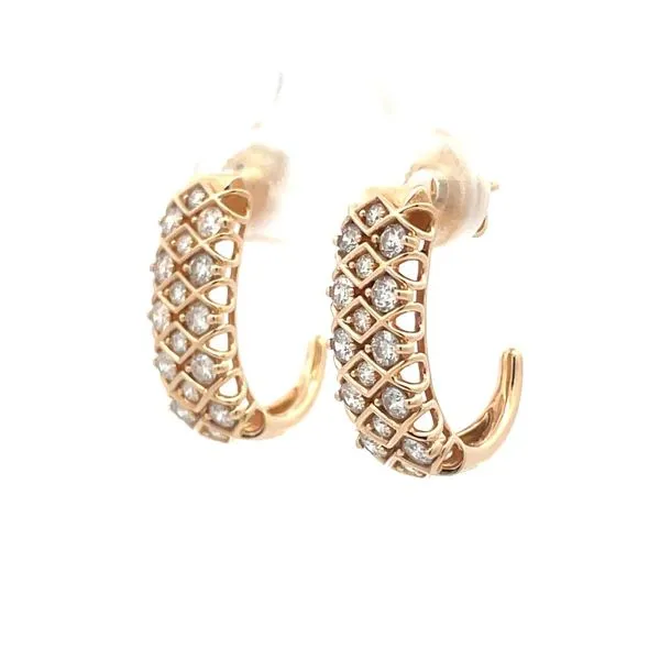 14K Yellow Gold Diamond Hoop Earrings Image 3 Hudson Valley Goldsmith New Paltz, NY