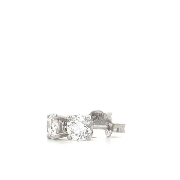 14K White Gold Labgrown Diamond Stud Earrings Image 3 Hudson Valley Goldsmith New Paltz, NY