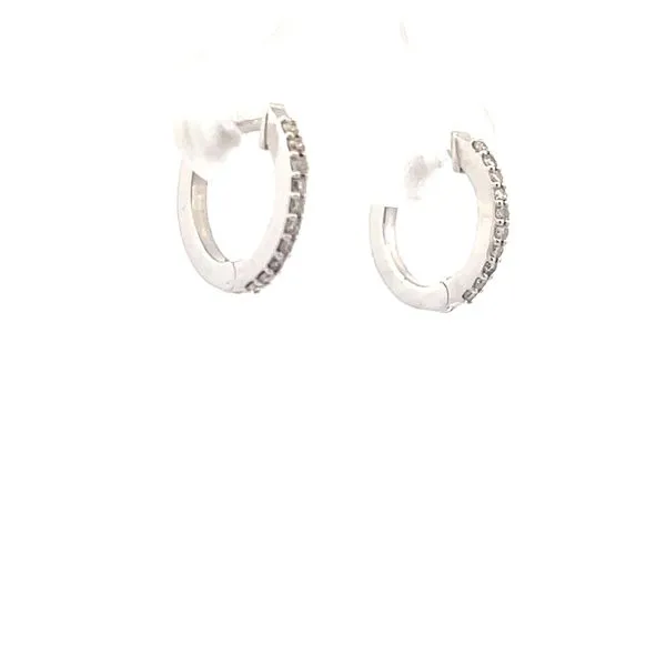 White Gold Diamond Mini Huggie Earrings Image 2 Hudson Valley Goldsmith New Paltz, NY