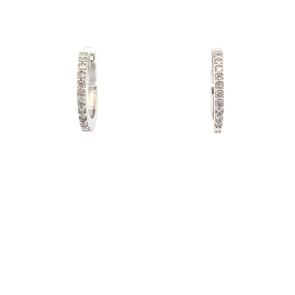 White Gold Diamond Mini Huggie Earrings Hudson Valley Goldsmith New Paltz, NY