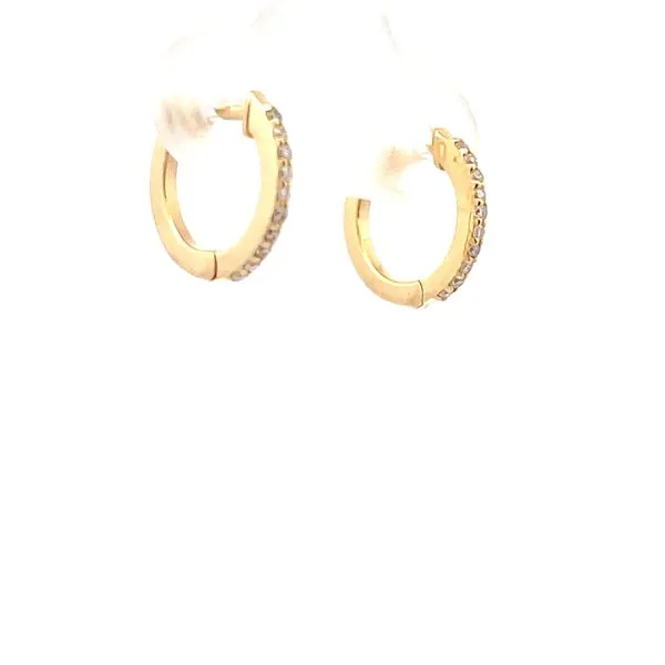 Yellow Gold Diamond Mini Huggie Earrings Image 2 Hudson Valley Goldsmith New Paltz, NY