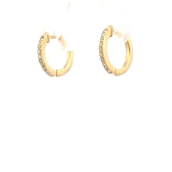 Yellow Gold Diamond Mini Huggie Earrings Image 3 Hudson Valley Goldsmith New Paltz, NY