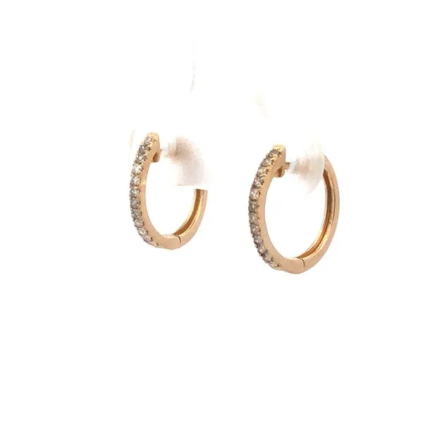 Yellow Gold Diamond Hoop Earrings Image 3 Hudson Valley Goldsmith New Paltz, NY