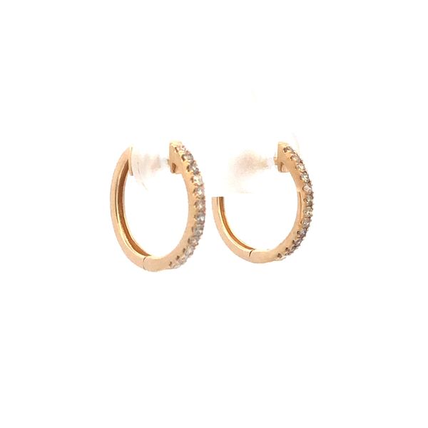 Yellow Gold Diamond Hoop Earrings Image 2 Hudson Valley Goldsmith New Paltz, NY