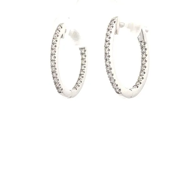 White Gold Diamond Huggie Earrings Image 2 Hudson Valley Goldsmith New Paltz, NY