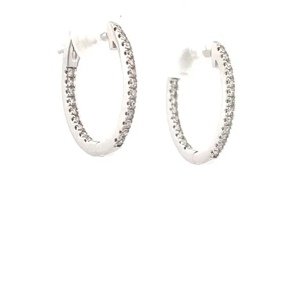 White Gold Diamond Huggie Earrings Image 3 Hudson Valley Goldsmith New Paltz, NY