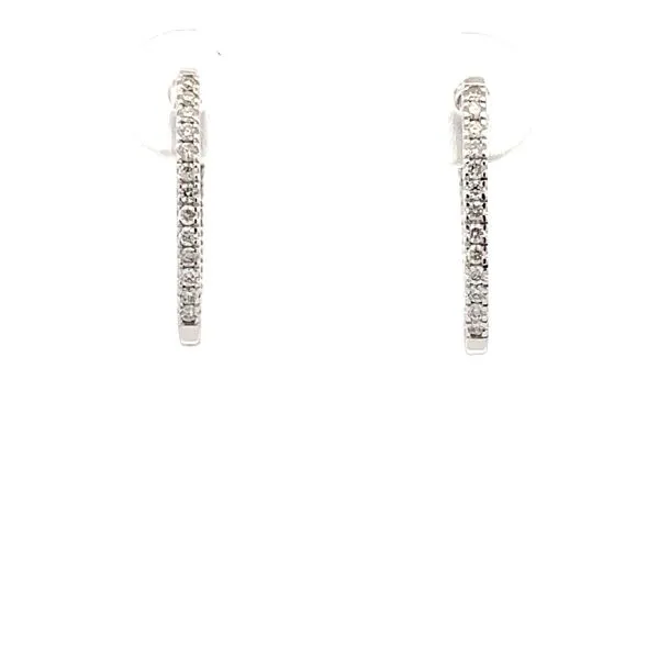 White Gold Diamond Huggie Earrings Hudson Valley Goldsmith New Paltz, NY