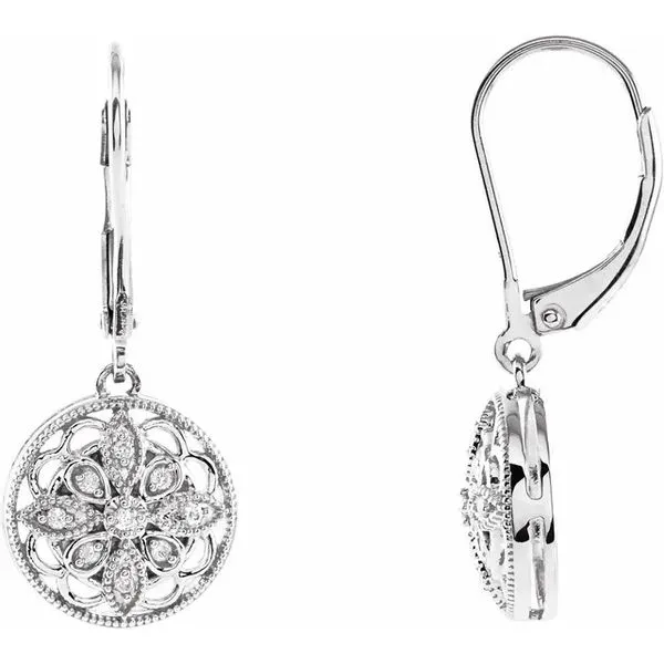 Sterling Silver Diamond Filigree Earrings Hudson Valley Goldsmith New Paltz, NY