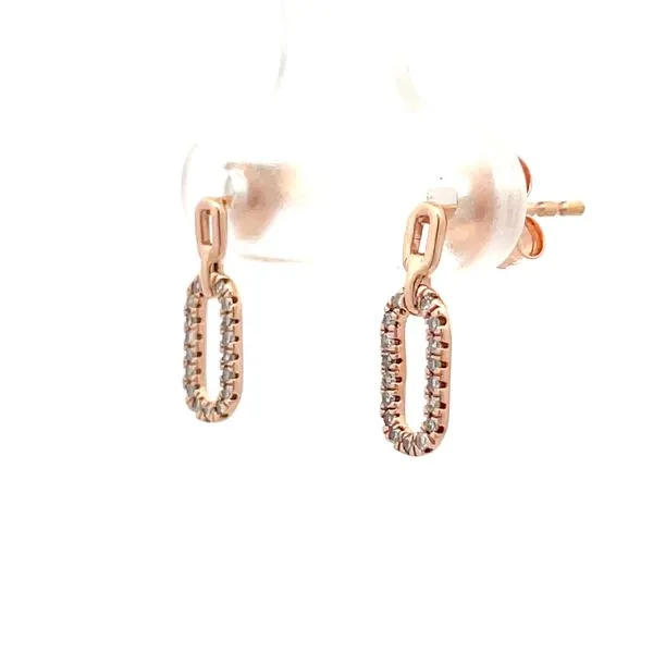 14K Rose Gold Diamond Drop Earrings Image 2 Hudson Valley Goldsmith New Paltz, NY