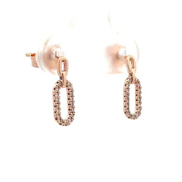 14K Rose Gold Diamond Drop Earrings Image 3 Hudson Valley Goldsmith New Paltz, NY