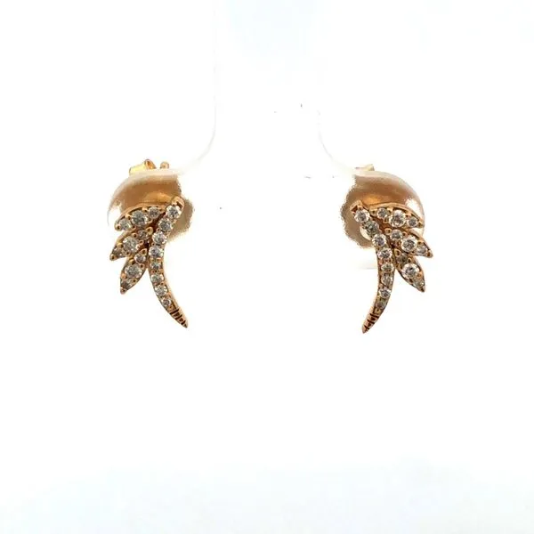 14K Yellow Gold Diamond Angel Wing Earrings Hudson Valley Goldsmith New Paltz, NY