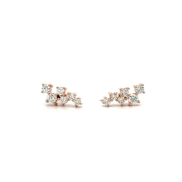 14K Rose Gold Diamond Cluster Studs Hudson Valley Goldsmith New Paltz, NY