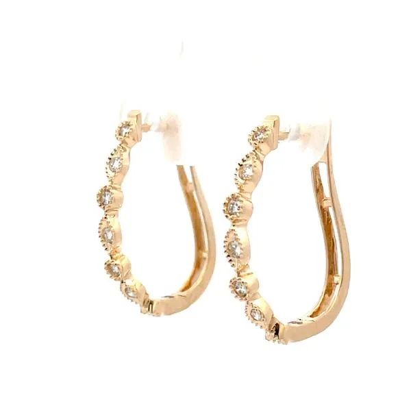 14K Yellow Gold Diamond Hoop Earrings Image 3 Hudson Valley Goldsmith New Paltz, NY