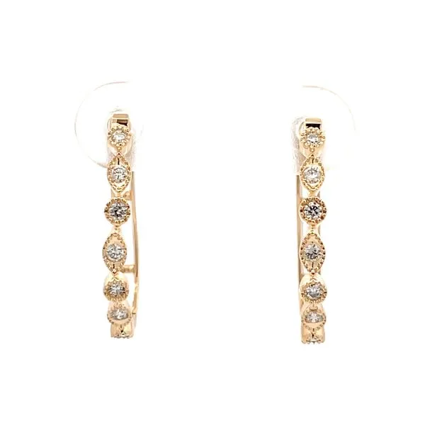 14K Yellow Gold Diamond Hoop Earrings Hudson Valley Goldsmith New Paltz, NY