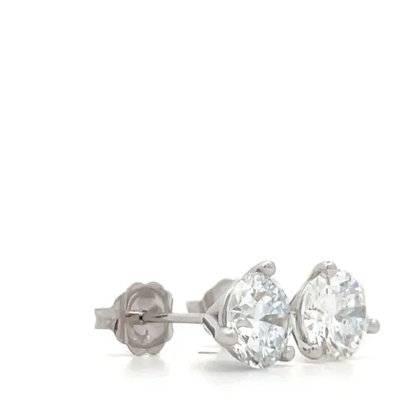 14K White Gold Diamond Stud Earrings Image 2 Hudson Valley Goldsmith New Paltz, NY