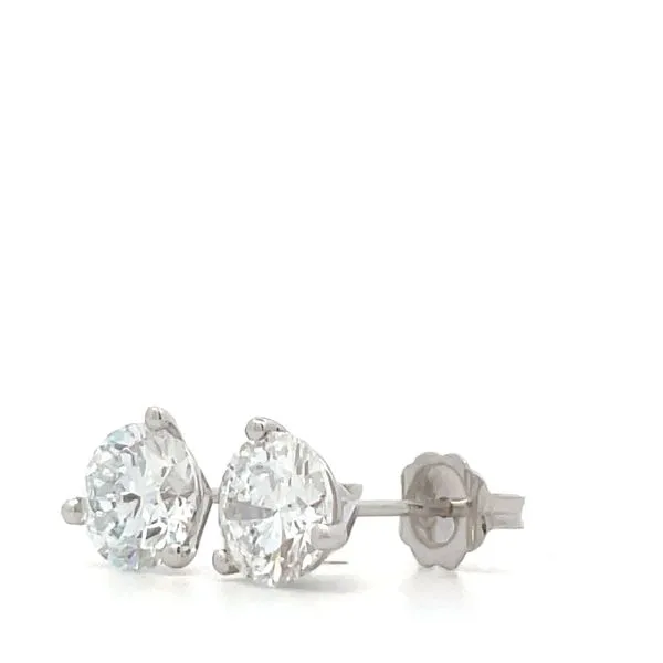 14K White Gold Diamond Stud Earrings Image 3 Hudson Valley Goldsmith New Paltz, NY