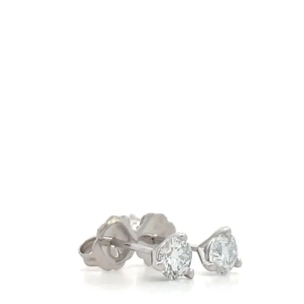 14K White Gold Diamond Stud Earrings Image 2 Hudson Valley Goldsmith New Paltz, NY