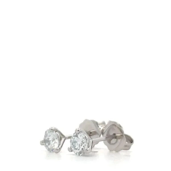 14K White Gold Diamond Stud Earrings Image 3 Hudson Valley Goldsmith New Paltz, NY