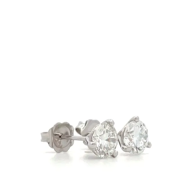 14K White Gold Diamond Stud Earrings Image 2 Hudson Valley Goldsmith New Paltz, NY