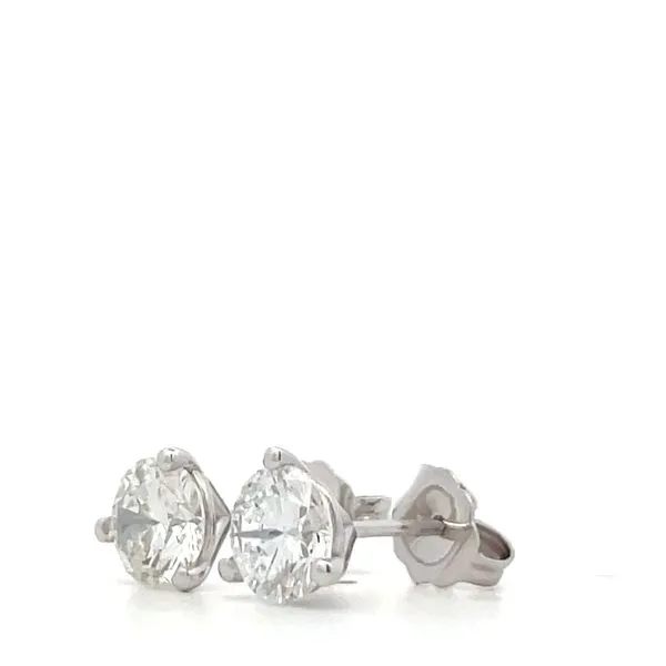 14K White Gold Diamond Stud Earrings Image 3 Hudson Valley Goldsmith New Paltz, NY