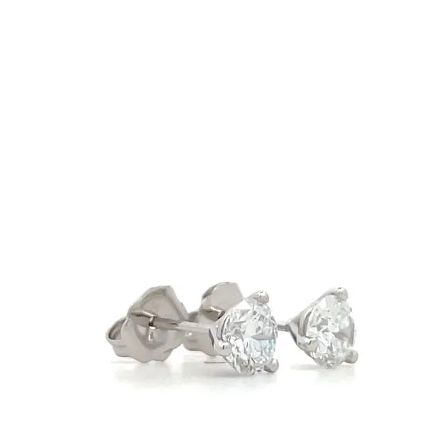 14K White Gold Diamond Stud Earrings Image 2 Hudson Valley Goldsmith New Paltz, NY