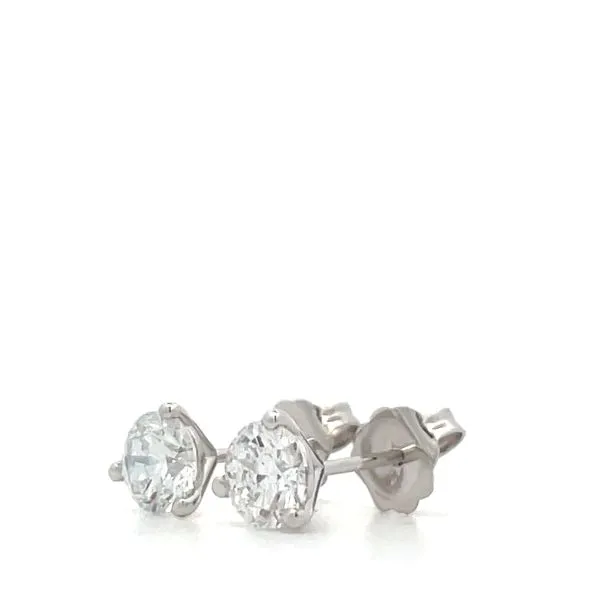 14K White Gold Diamond Stud Earrings Image 3 Hudson Valley Goldsmith New Paltz, NY