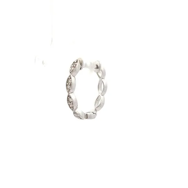 14K White Gold Diamond Hoop Earring Image 2 Hudson Valley Goldsmith New Paltz, NY