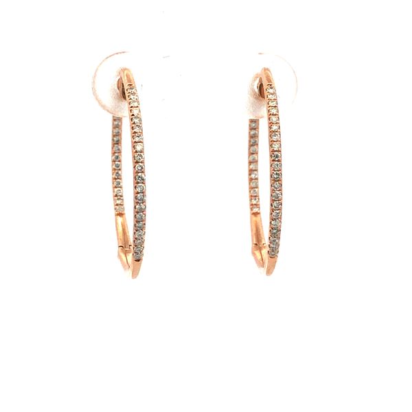 14K Rose Gold Diamond Hoop Earrings Hudson Valley Goldsmith New Paltz, NY