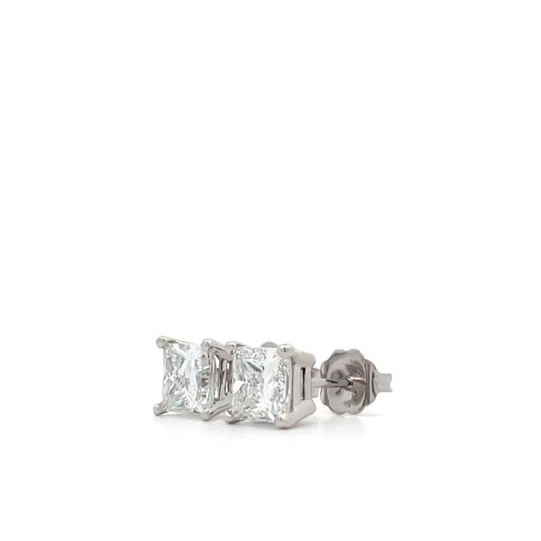 14Kt White Gold Lab Grown Princess Cut Diamond Studs Image 2 Hudson Valley Goldsmith New Paltz, NY