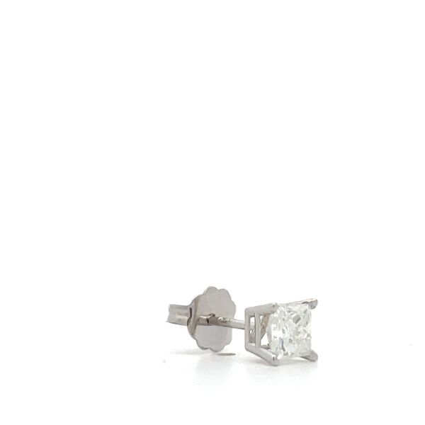 14Kt White Gold Princess Cut Diamond Stud Earrings Image 2 Hudson Valley Goldsmith New Paltz, NY