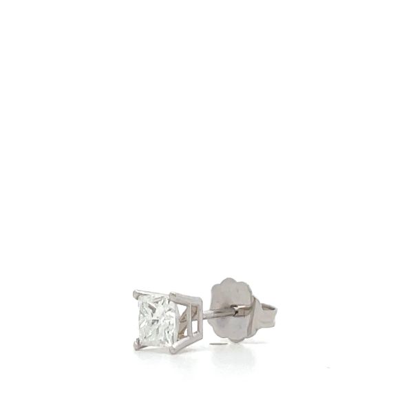 14Kt White Gold Princess Cut Diamond Stud Earrings Image 3 Hudson Valley Goldsmith New Paltz, NY