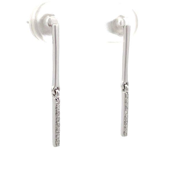 14K White Gold Diamond Drop Earrings Image 2 Hudson Valley Goldsmith New Paltz, NY