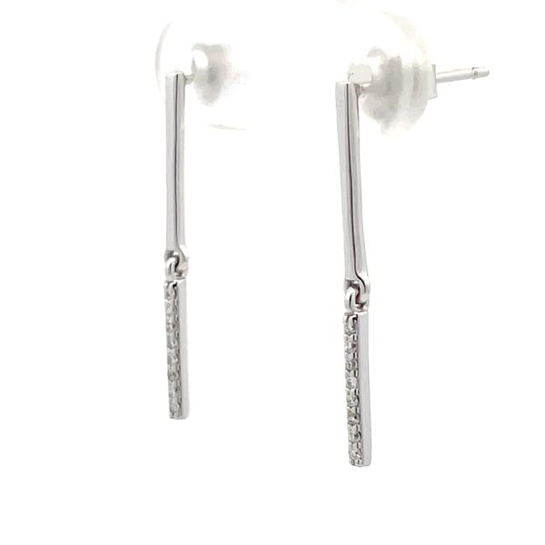 14K White Gold Diamond Drop Earrings Image 3 Hudson Valley Goldsmith New Paltz, NY
