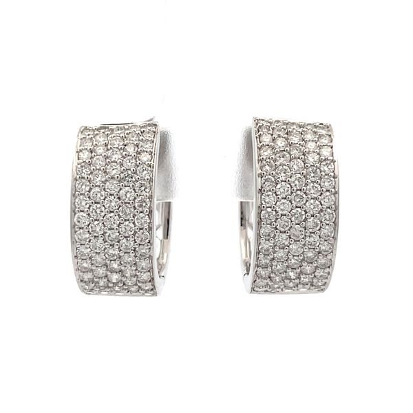 18K White Gold Diamond Oval Huggie Earrings Hudson Valley Goldsmith New Paltz, NY