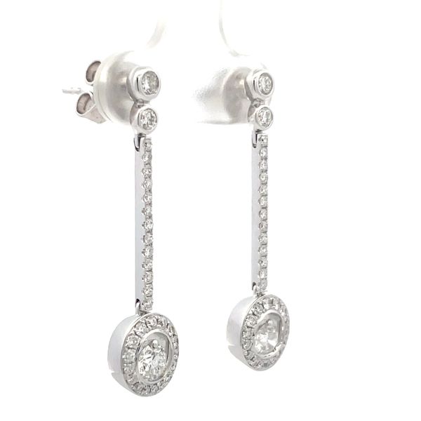 18K White Gold Diamond Dangle Earrings Image 2 Hudson Valley Goldsmith New Paltz, NY