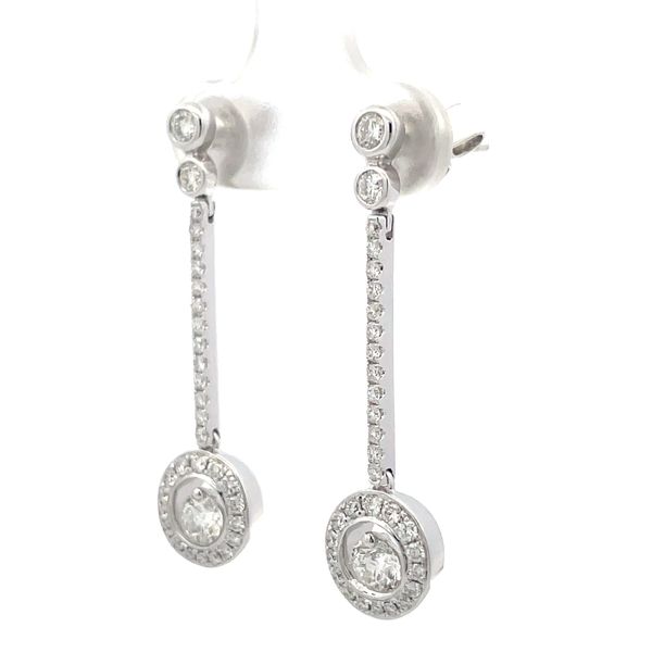 18K White Gold Diamond Dangle Earrings Image 3 Hudson Valley Goldsmith New Paltz, NY