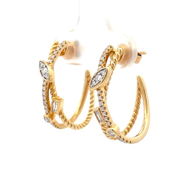 18K Yellow Gold Diamond Hoop Earrings Image 2 Hudson Valley Goldsmith New Paltz, NY
