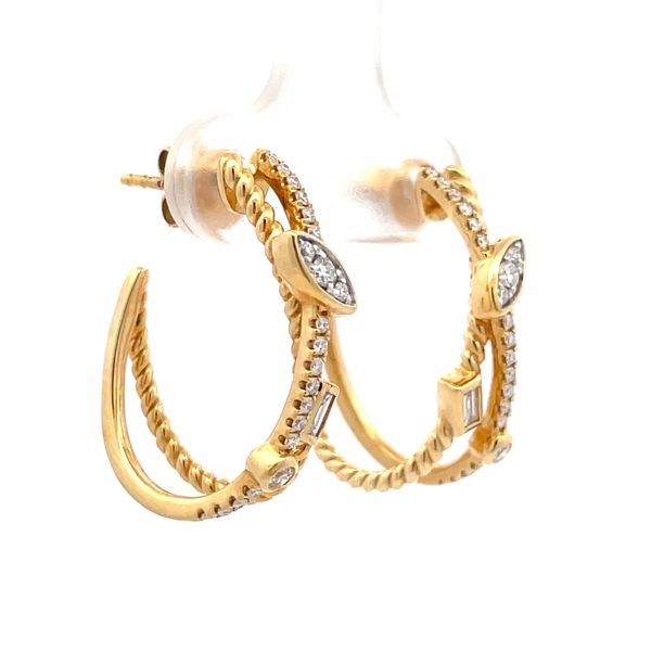 18K Yellow Gold Diamond Hoop Earrings Image 3 Hudson Valley Goldsmith New Paltz, NY