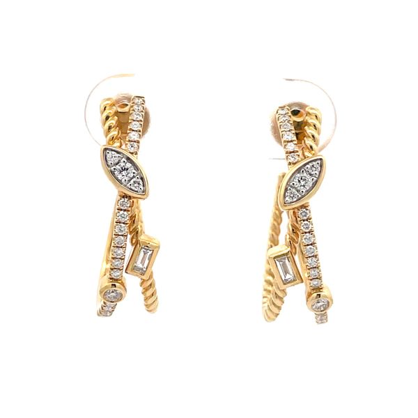 18K Yellow Gold Diamond Hoop Earrings Hudson Valley Goldsmith New Paltz, NY