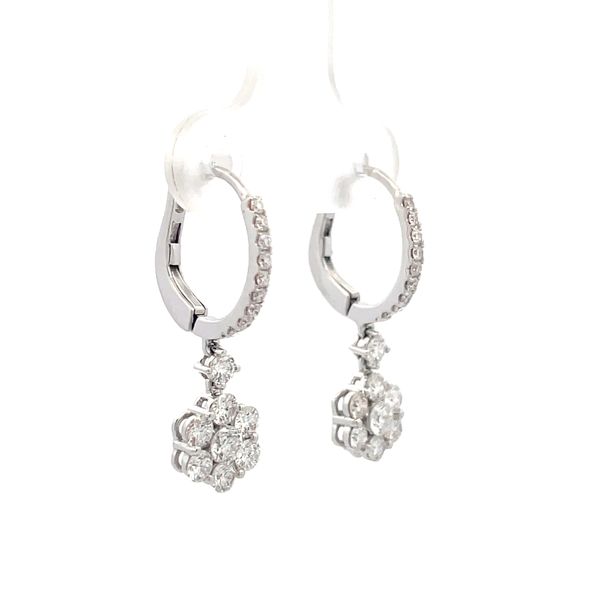 18K White Gold Diamond Cluster Earrings Image 2 Hudson Valley Goldsmith New Paltz, NY