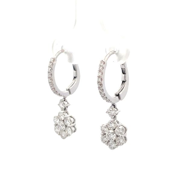 18K White Gold Diamond Cluster Earrings Image 3 Hudson Valley Goldsmith New Paltz, NY