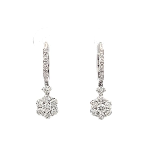 18K White Gold Diamond Cluster Earrings Hudson Valley Goldsmith New Paltz, NY
